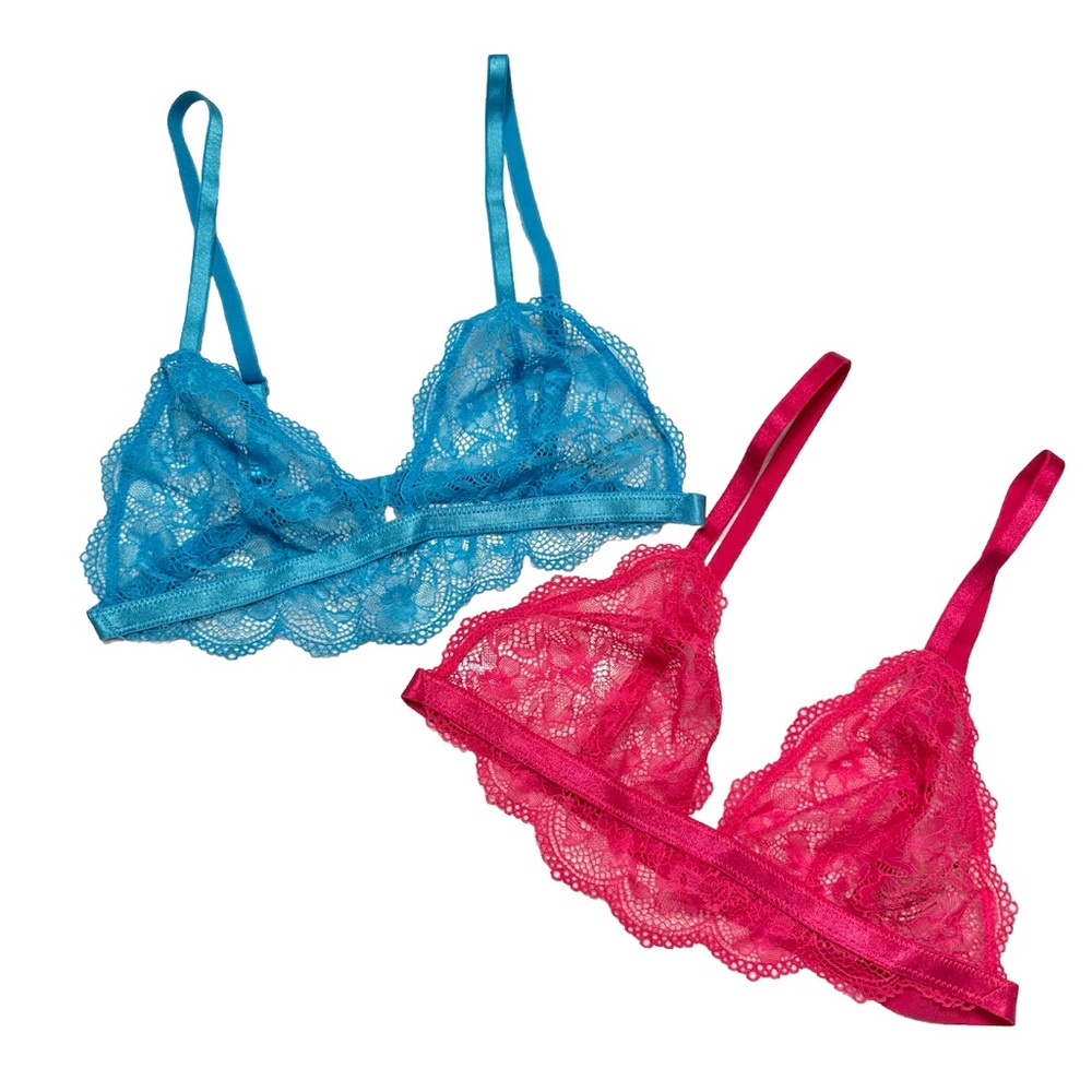 NWOT FREE PEOPLE Intimately Bright Eyes Bralette -Set of 2 -Blue & Pink -Size XS